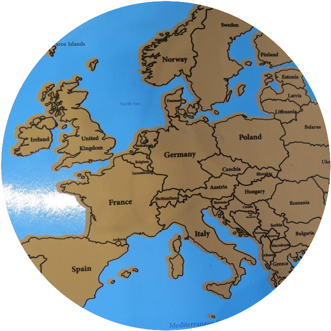 scratch map enlarged Europe section